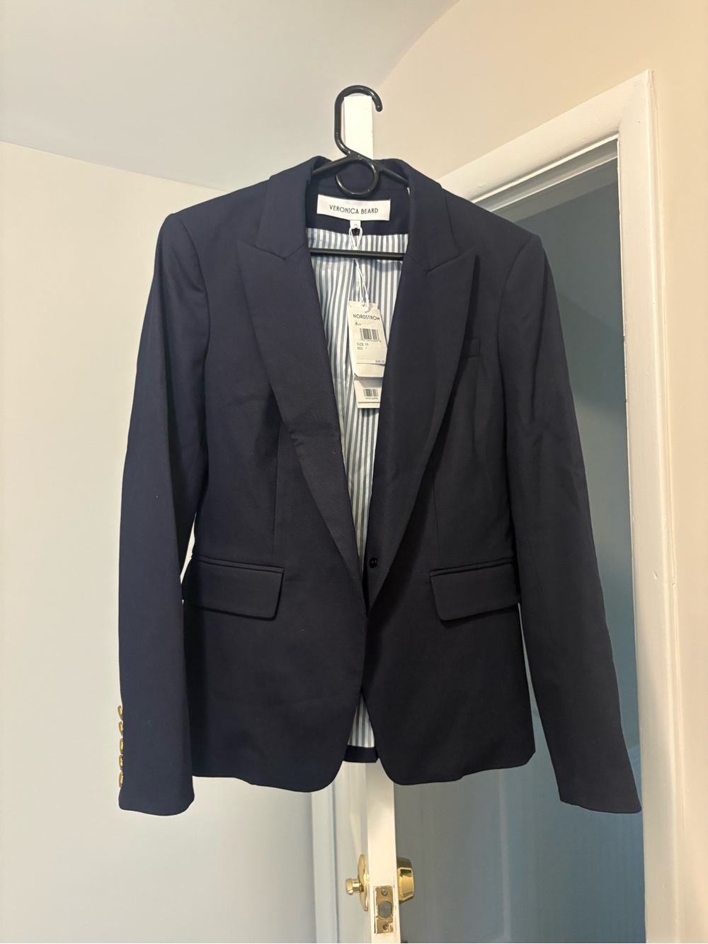 Veronica Beard Classic Navy Notch-Lapel Blazer
